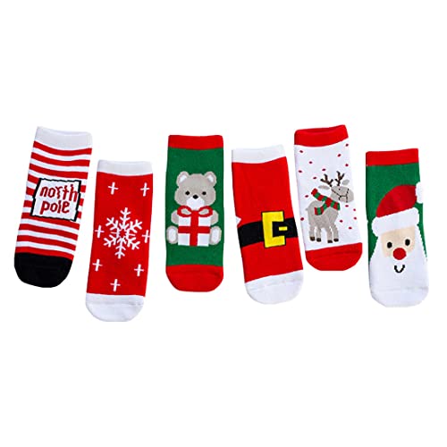YXBQueen Toddler Baby Girls Boys Christmas Socks Cozy Funny Xmas Holiday Socks Winter Warm Socks Thermal Crew Socks 6 Pairs