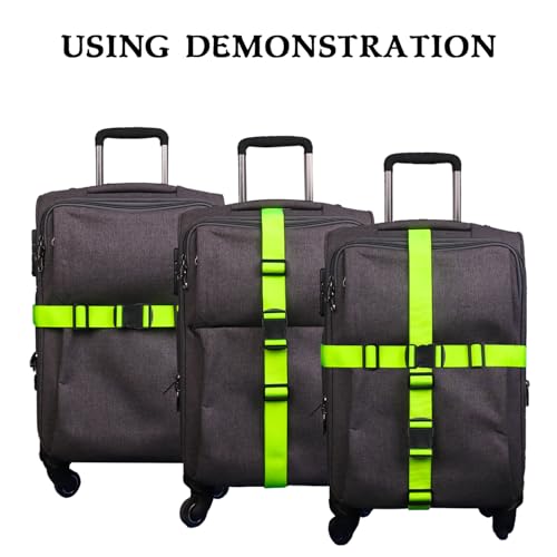 Image of MAGARROW 1.5 inch Utility Luggage Straps with Buckle Adjustable, 4-Pack (Neon Green, 1.5 in x 4.5 ft)