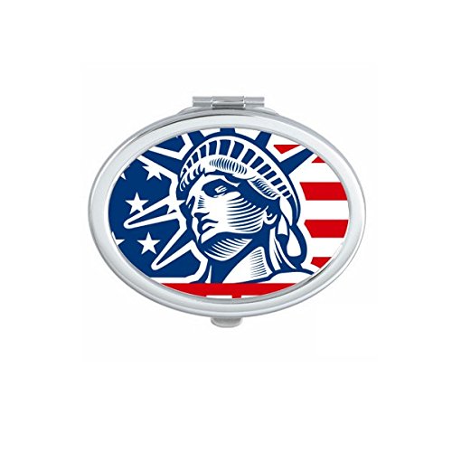 Miroir de poche compact ovale petit miroir main motif Statue de la Liberté