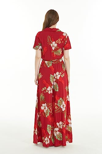Image of Matchable Family Hawaiian Luau Men Women Girl Boy Clothes in Pineapple Garden Burgundy