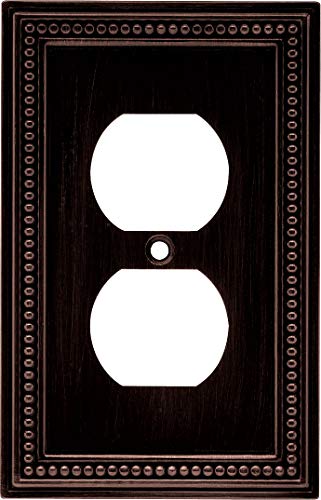 Brainerd 64410 Beaded Single Duplex Outlet Wall Plate / Switch Plate / Cover, Venetian Bronze