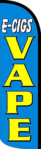 Vista Flags E-CIGS VAPE (Blue/Yellow) Premium Windless Polyknit Feather Flag (3 x 11.5 feet)