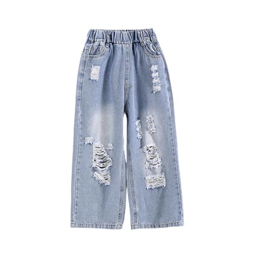 Boys Baggy Straight Jeans Elastic Waist Wide Leg Vintage Jeans Casual Teens Denim Cargo Pants for Kids