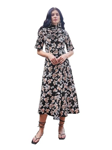 Image of PURVAJA Women's Front Silt Midi Length Dress (Wini-040-042)