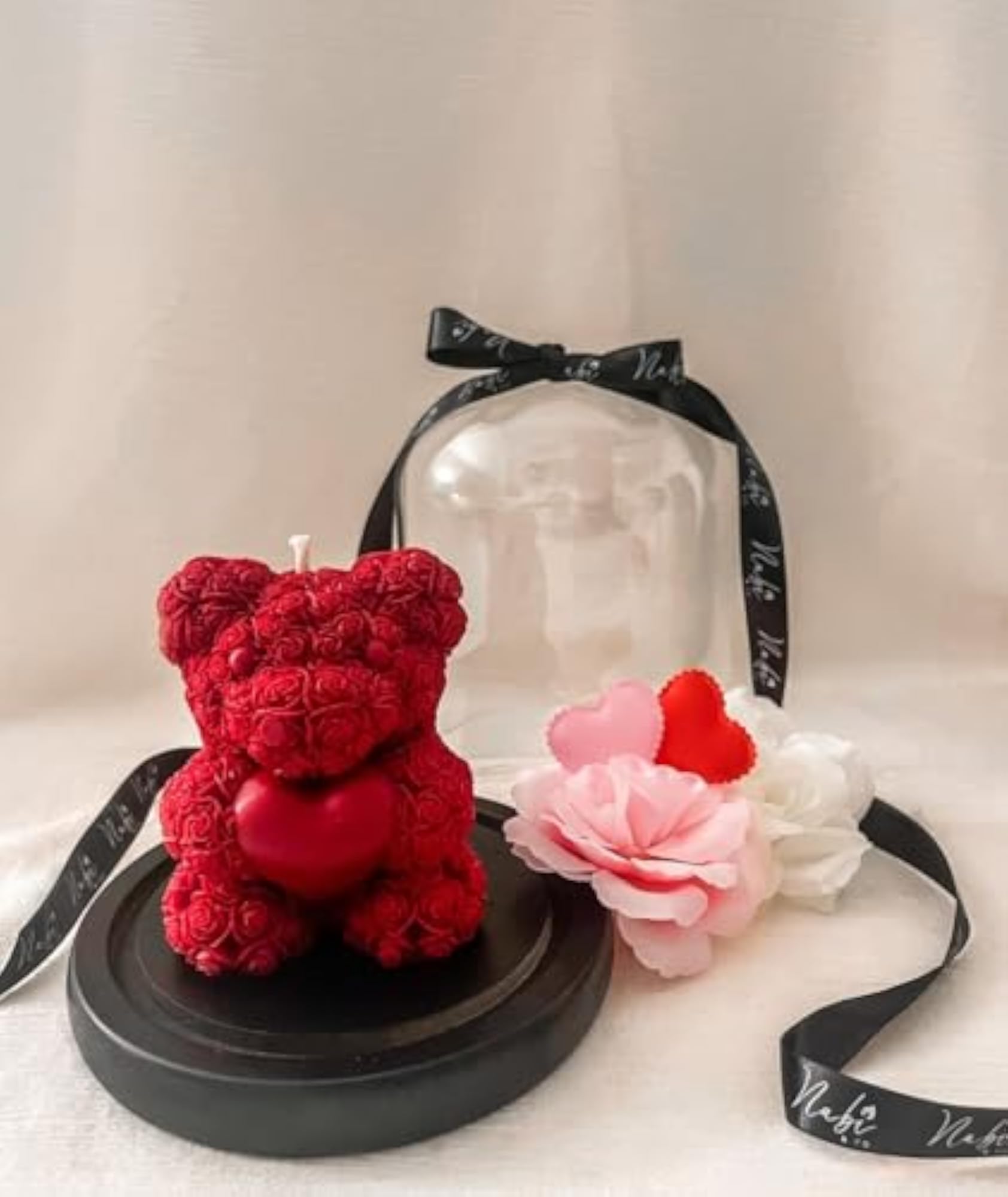 Rose & Jasmine Fragrance Teddy Bear Candles, Handmade Aromatherapy
