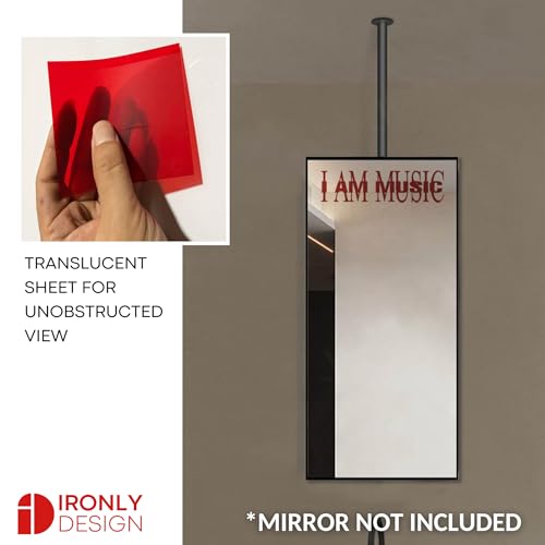Image of Sticker for Glass & Mirrors| Minimal Vinyl Decal for Bedroom Bathroom & Cafe | Self-Adhesive Waterproof Quote Mirror Sticker | Aesthetic Decals (I Am Music, Medium, Transparent Red)