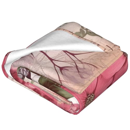 Couverture flanelle rose 152x127 cm douce et légère pour lit et canapé