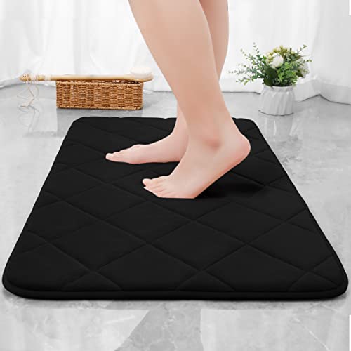 Tapis de bain antidérapant et absorbant en mousse à mémoire de forme lavable en machine (50,8 cm x 81,3 cm, noir) Cover