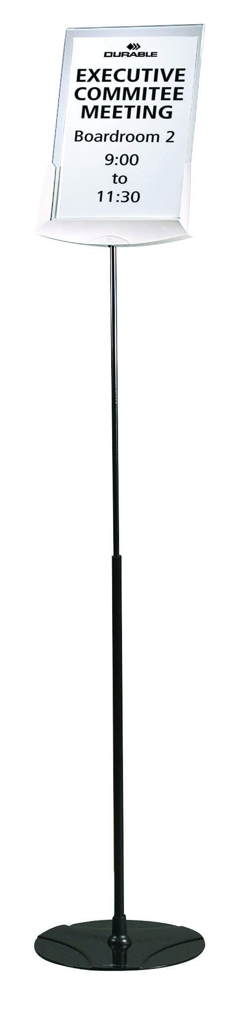 Durable 558957 Sherpa Infobase Telescope Espositore da Pavimento con Pannello Espositivo in Acrilico F.to A4, Altezza Regolabile, Grigio Antracite