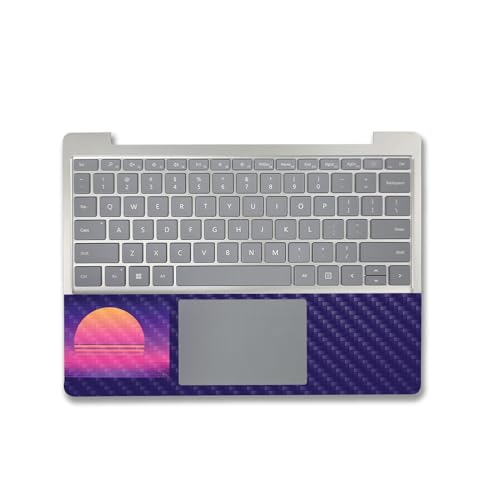 Image of MightySkins Carbon Fiber Skin Compatible With Microsoft Surface Laptop Go 3 (2023) Full Wrap Kit - Synthwave Sunset | Protective, Durable Textured Carbon Fiber Finish | Easy To Apply | Made in the USA