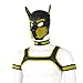YiQin RWSX Weiche Latex-Hundemaske mit Ohren, Welpenmaske für Cosplay-Party-Maskerade Set (Maske, Halsband, Armbinde, Riemen) (Color : Yellow, Size : X-Large)
