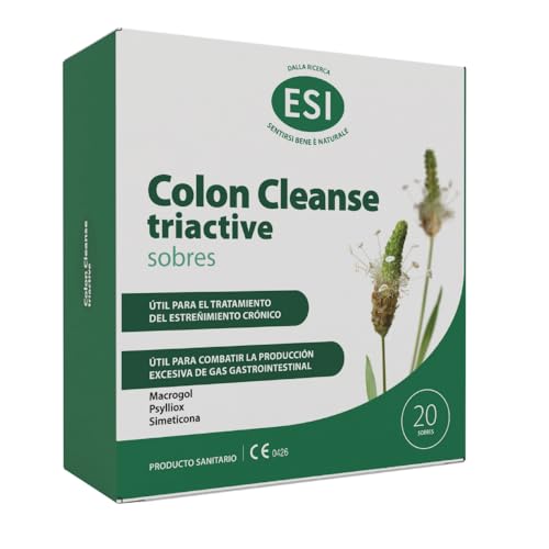Colon Cleanse Triactive | 20 sobres con Macrogol, Psyllium y Simeticona | Sin azúcar | Para regularidad intestinal, gases y bienestar digestivo | Apto adultos y niños | Sabor naranja