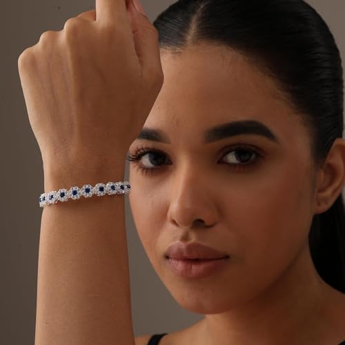 Image of TRUESILVER ACPL 925 Sterling Silver Adjustable Bolo Bracelet for Women | BIS Hallmarked Infinity Twisted, White & Amethyst Zircon Box Chain Bracelet Gift for Wedding Anniversary Birthday