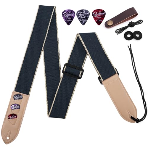 BestSounds Guitar Strap for Acoustic Guitar Electric Bass Guitars,Beginner Guitar Strap with Leather...