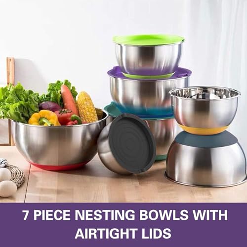 Set de bowls de acero inoxidable con tapas herméticas 20 pcs miniatura 5
