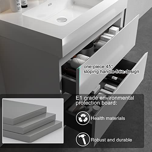 Bluhouzz Alice 36 Inch Bathroom Vanity With Sink, Large Storage Wall Mounted Floating Bathroom Vanity For Modern Bathroom, One-Piece Sink Basin Minimalist Bathroom Sink Cabinet #TOP1