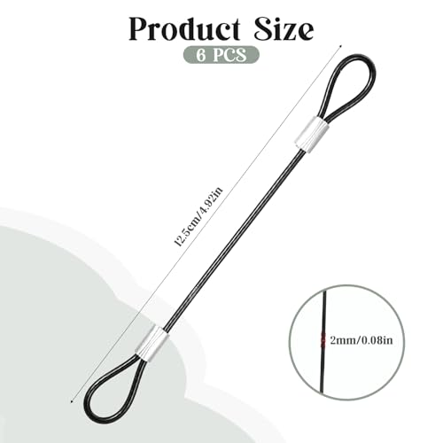 6 Pcs Luggage Lock Safety Cable, Stainless Steel Wire Cable with Loops Safety Cables Outdoor Travel Lock 5 Inch Locking Cables Vinyl Coated Wire Rope for Outdoor Luggage