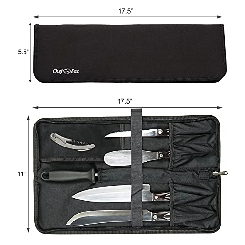 Chef Knife Bag Travel Folder Knife Case | 4 Pockets For Knives & Kitchen Tools | Special Slot For Honing Rod | Camp Chef Accessories | Durable Knife Holder For Chefs & Culinary Students (Black) #TOP7