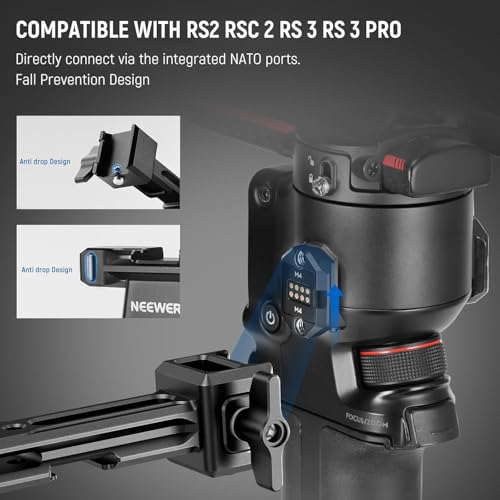 Image of NEEWER Dual Handgrip Compatible with DJI RS5 RS4 RS4 Pro RS3 RS3 Pro RS2 RSC2 Ronin S SC Gimbal, Dual Handle Kit with 2 Mini NATO Rails, Quick Release NATO Clamps, 1 /4 inch & 3 /8 inch Threads, GA006