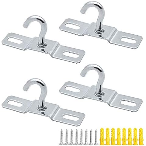 SPTwj 4 Pack Heavy Duty Ceiling Hook Light Hook Plate for European IKEA Lights Chandelier Pendant Rose Hanging Plants Iron Galvanized Fitting Decoration Hooks with Screws Mount - Load up to 8KG/18 lb Cover