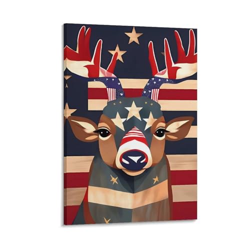 Tableau moderne cerf et drapeau : la solution pour décorer votre chambre