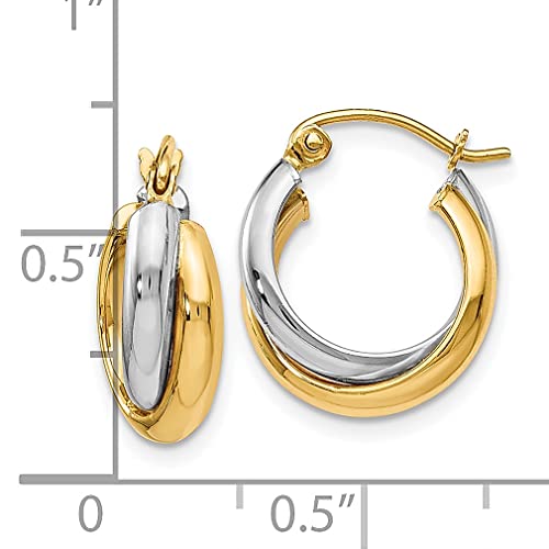 14K Two Tone Hinged Hoop Earrings Fine Jewelry For Women Gifts For Her #TOP3