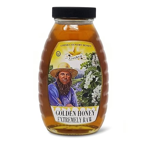 Miel pura cruda Goshen Amish 1 libra en frasco de vidrio
