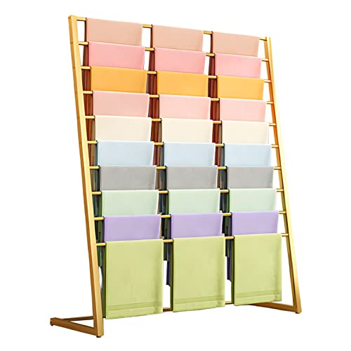 UWYTGF Freestanding Scarf Holder with Anti-Slip Feet Pads,10 Tier Closet Retail Display Holder Stand for Shawls/Hijab/Pants/Silk Ribbon/Towel,Black Gold White,Gold,Length,100Cm/39.3In