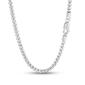 Dankadi Fine Necklace 3 mm 925 Silver Rolo Chain 18 Inches
