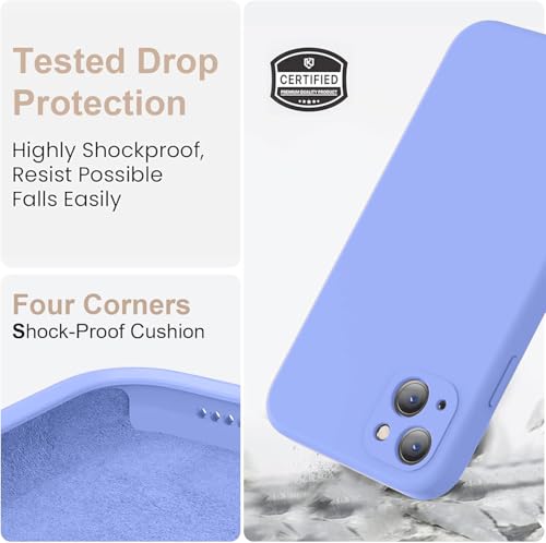 Image of DIZORO Microfiber Square Candy Case Compatible for iPhone 14 Plus, Shockproof Slim Back Cover Liquid Silicone Case (Purple)