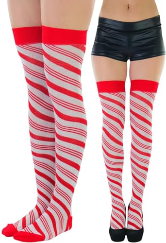 Image of ToBeInStyle Women's Novelty Vertical Spiral Striped Thigh High Stockings