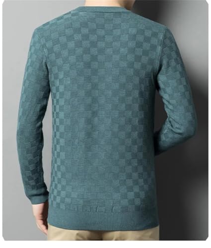 Men's Winter Plaid Knit Crew Neck Sweater Slim Fit Casual Loose Long Sleeve Pullover Sweater2