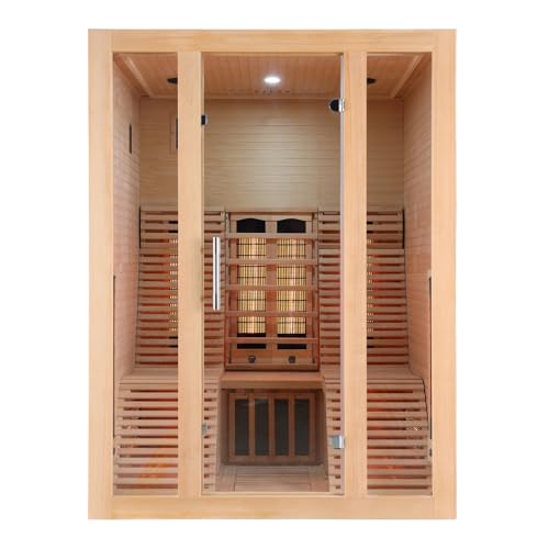 Infrarotkabine Infrarotsauna Oslo für 2 Personen, Mit Farblichttherapie, MP3 Player inkl. Bluetooth, Leselicht, 2 Lautsprecher, 8 Vollspektrumstrahler, 2 Carbon Heizplatten