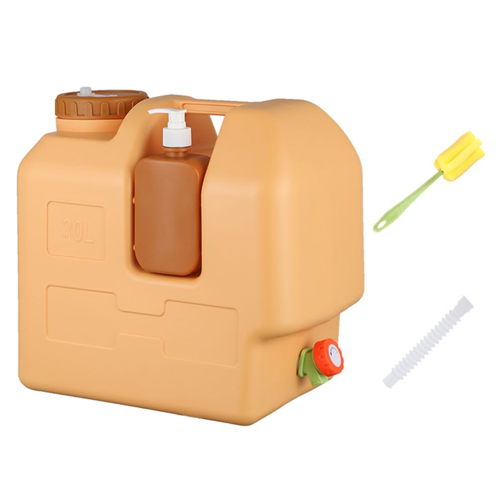 Fiorky Water Container, 30L Water Container with Tap, BPA Free Water Storage Jug, Camping Water Container Large Portable Water Tank with Hand Sanitizer Bottle for Camping Hiking Traveling