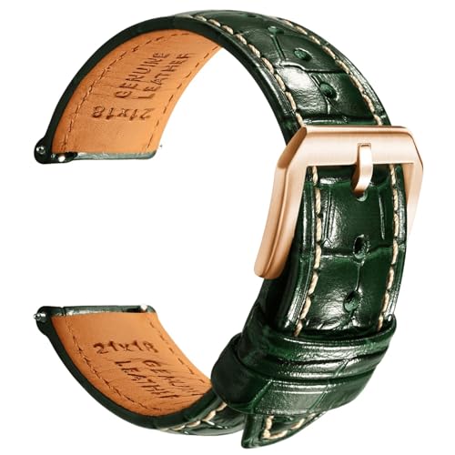 Bracelet montre cuir vert beige pour style casual chic