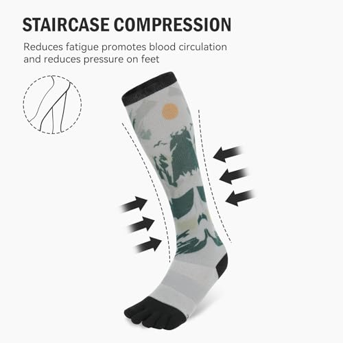 Toe Socks Graduated Compression Socks for Women and Men Knee High Best Support for Running Nurses Flight2