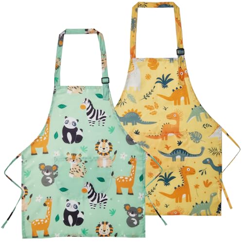 Lot de 2 tabliers imperméables enfants avec poches pour peinture