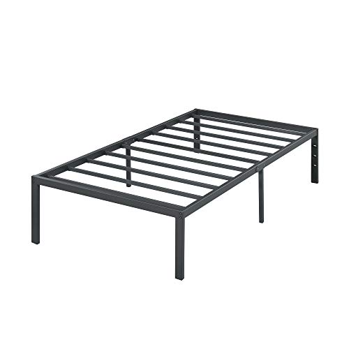Olee Sleep 18 Inch Tall Heavy Duty Steel Slat Anti-Slip Support Easy Assembly Mattress Foundation Maximum Storage Noise Free No Box Spring Needed, Black #TOP4