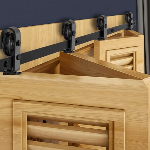 VEVOR Kit Quincaillerie de Porte Grange Coulissante Pliante, 1930,4 mm, Rail Simple Robuste, Montage par Haut, Coulissement Fluide, pour 4 Portes 45,72 cm de...