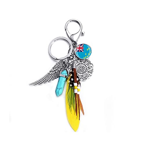 Porte-clés Tuvalu en forme de drapeau pour sac à dos, cadeau souvenir de voyage