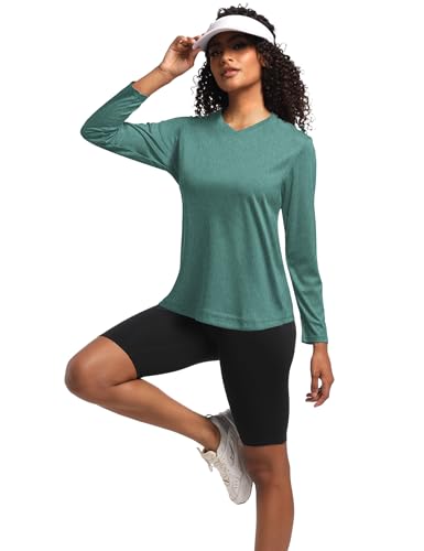 HOPLYNN 6 Pack Womens Long Sleeve Workout Shirts,UPF50+ Dry Fit V Neck UV Sun Protection Running Athletic Tops T Shirts2
