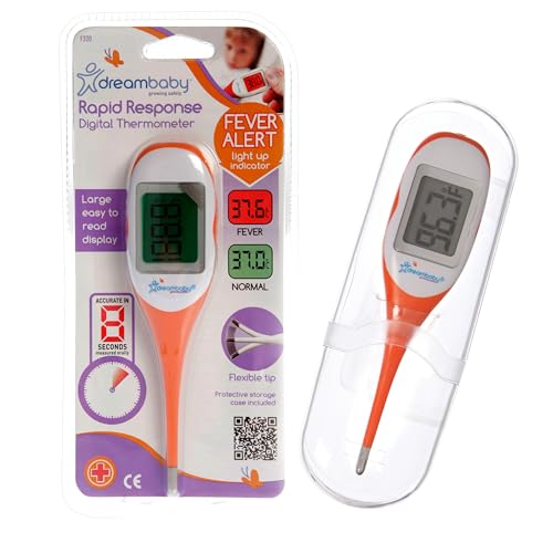 Dreambaby Rapid Response Digital Thermometer with Fever Alert, Orange