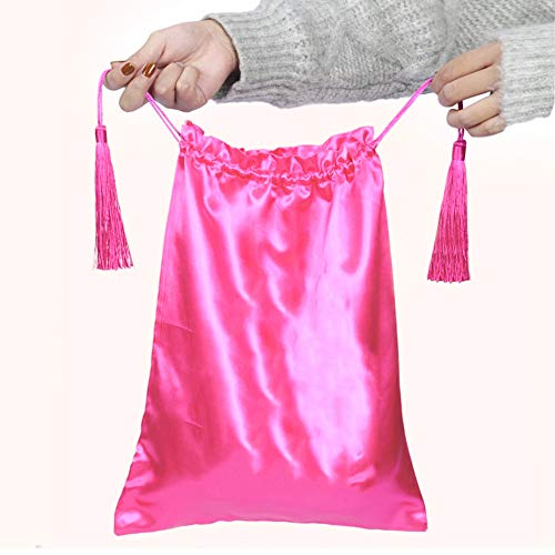 Ali Pearl Silk Satin Wig Bags Hair Storage Bags For Packaging Wigs, Bundles, Hair Extensions, Travel, Large Satin Bags With Drawstring Pouches Gift Bags With Tassel (50Pcs Pink Bags) #TOP4