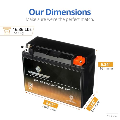 Image of CB CHROMEBATTERY YTX24HL-BS 12 V 350 CCA AGM - Maintenance-Free 27 Ah Battery for Harley, ATV, UTV, Snowmobile, Jet Ski - T3 Nut & Bolt Terminal - Fits Harley Electra Glide, Polaris Ranger