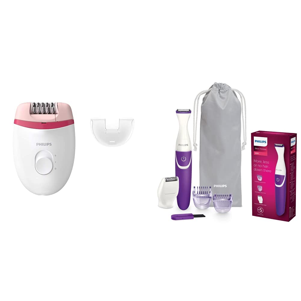 Philips BRE235/00 Corded Compact Epilator (White and Pink) for gentle ...