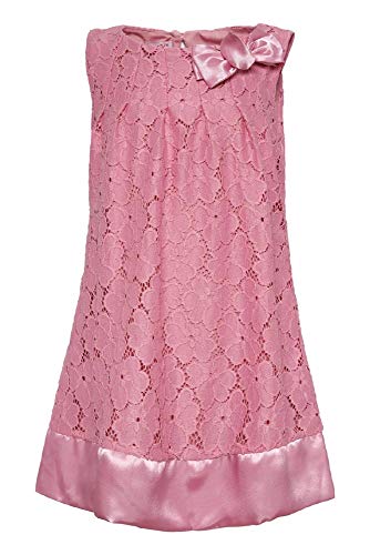 Vestido de encaje para niñas La-V transpirable y flexible rosa 140
