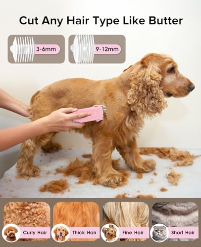 Tondeuse pour chien et chat rechargeable USB avec kit de toilettage rose sans bruit - 4