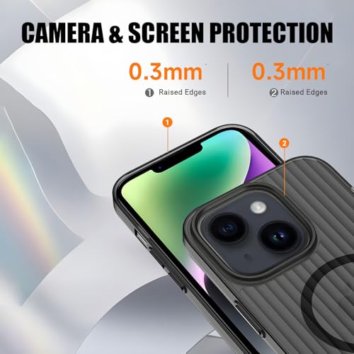 Image of AIBEX Protective Back Case Cover Compatible for iPhone 13 /14 | Camera & Body Protection| Shockproof,Scratch Resistant| Mag-Saf Wireless Charging Support - Black