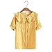 Magliette Donna, T-Shirt da Donna Giallo Collo A Bambola Ruffle Camicetta A Manica Corta Estiva Cardigan con Bottoni di Grandi Dimensioni Sweet Ladies Top Loose Tee Camicie Casual di Base,4XL