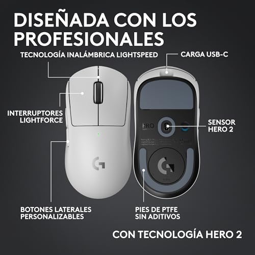 Ratón inalámbrico Logitech G PRO X SUPERLIGHT 2c con sensor de 44K DPI para nivel profesional 6